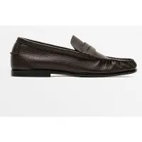 Massimo Dutti - Male - Rynket Mokkasin I Blødt Skind - Brun - 40