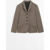 Massimo Dutti - Female - Kort Blazer I Uldblanding - Brun - 36