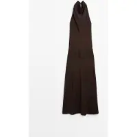 Massimo Dutti - Female - Midikjole Med Halterneck Og Bæltedetalje - Brun - 36