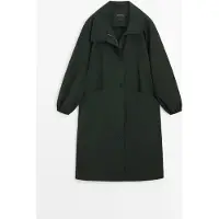 Massimo Dutti - Female - Lang Parkacoat I Funktionsstof - Petroleumsblå - L