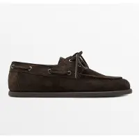 Massimo Dutti - Male - Sejlersko I Spaltlæder - Brun - 43