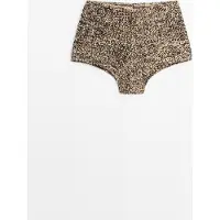 Massimo Dutti - Female - Strikkede Shorts I Nistret Kvalitet - Sand - Xs