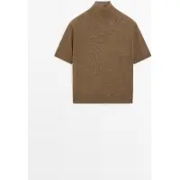 Massimo Dutti - Female - Kortærmet Striktrøje I Uld- Og Kashmirmix - Brun - M