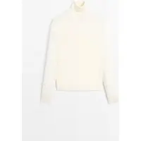 Massimo Dutti - Female - Striktrøje I Uldblanding Med Turtleneck - Råhvid - S
