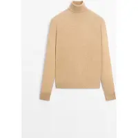 Massimo Dutti - Female - Striktrøje I Uldblanding Med Turtleneck - Camel - S