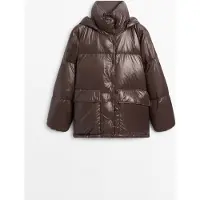 Massimo Dutti - Female - Pufferjakke Med Høj Krave - Brun - L