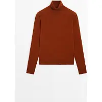 Massimo Dutti - Female - Striktrøje I Uldblanding Med Turtleneck - Orange - M