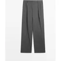 Massimo Dutti - Female - Nålestribede Habitbukser I Cool Wool-Blanding - Grå - 40