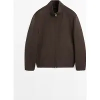 Massimo Dutti - Male - Jakke Med Opretstående Krave I Dobbeltsidet Uldblanding - Brun - S
