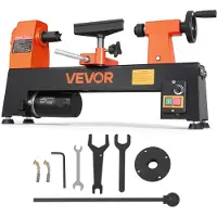 Vevor Trædrejebænk 1/3 HK 200x330 mm Mini Borddrejebænk med Variabel hastighed, 150 til 3200 o/min, Træbearbejdningsmaskine med Værktøjsholder, Skruenøgler, Fodfødder, Til Begyndere, Gør-det-selv-Entu