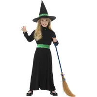Smiffys Udklædning - Wicked Witch - Sort/Grøn - - 7-9 år (122-134) - Udklædning