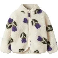 Name it Fleecejakke - Teddy - NmfOnelda - Antique White m. Bloms - - 5 år (110) - Fleecejakke