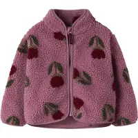Name It Mini Fleecejakke - Teddy - NmfOnelda - Lilas m. Blomster - - 3 år (98) - Fleecejakke