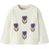 Name it Pullover 'NMFOLGI' mørkegrøn / mørkelilla / hvid