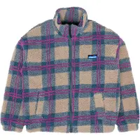 KAVU - Mærker - Loven Sherpa Fleece Jacket W Party Plaid til Unisex - Størrelse L - Blå