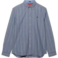 Superdry Superdrytil mænd. M4011247A Marineblå Preppy Oxford-skjorte (L), Casual, Bomuld, Lange ærmer