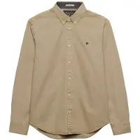 Superdry Superdrytil mænd. M4011194A Skjorte Garment Dyed brunb (XXL), Beige, Casual, Bomuld, Lange ærmer