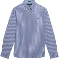 Superdry Superdrytil mænd. M4011247A Blå Preppy Oxford-skjorte (S), Casual, Bomuld, Lange ærmer