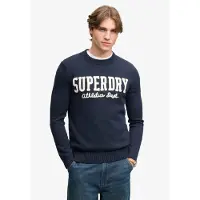 Superdry Superdrytil mænd. M6110788A Marineblå appliqueret sweater (XL), Casual, Bomuld