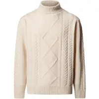 Hackett London Hackett Londontil mænd. HM7000289 Argyle højhalset sweater i knækket hvid (M), Casual, Bomuld, Klassisk
