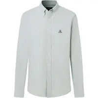 Hackett Londontil mænd. HM3010910 skjorte oxford ensfarvet klassisk pasform grøn (L), Casual, Bomuld, Lange ærmer
