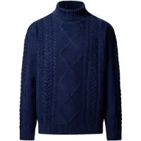 Hackett Londontil mænd. HM7000289 Argyle højhalset sweater i marineblå (M), Casual, Bomuld, Klassisk