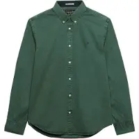 Superdry Superdrytil mænd. M4011194A Garment Dyed skjorte i grønt (S), Casual, Bomuld, Lange ærmer