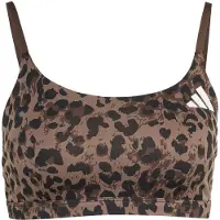Adidas Optime Essentials 3-Stripes Leopard-BH med let støtte, størrelse Small