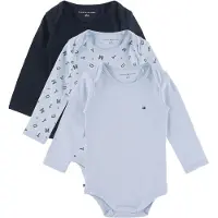 Tommy Hilfiger Bodyer l/æ - 3-pak - Sky Blue Stripes - - 68 - Body L/Æ