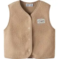 Name it Fleecevest - Teddy - NmmOwe - Sesame - - 2 år (92) - Fleecejakke