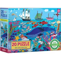 Eeboo Puslespil - 20 Brikker - Livet i Havet - - OneSize - Puslespil