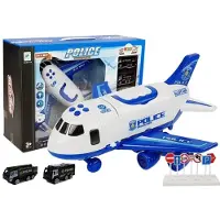 Leantoys Folding Police Plane med biler 1:64 med Slowat og Shunie