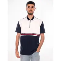 Tommy Hilfiger Bluser & t-shirts 'TJM RLX TAPE ZIP POLO ANCIENT WHITE COLORBLOCK' hvid