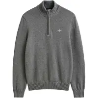 Gant Ganttil mænd. 8030170 Bomuldspullover med halv lynlås Casual mørkegrå (5XL)