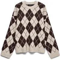 Vero Moda Pullover 'VMHalo' beige-meleret / mørkebrun