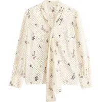 Next Bluse ecru / mørkeblå / brun / lysviolet