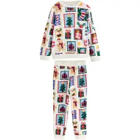 Next Nattøj 'Family Christmas Matching' ecru / lyseblå / mørkegrøn / rød