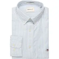 Gant Ganttil mænd. 3000230 Regular Fit Oxford-skjorte i blå, fine striber (S), Casual, Bomuld, Klassisk, Lange ærmer