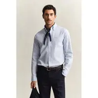 Gant Ganttil mænd. 3000300 Pinpoint Regular Fit Oxford-skjorte blå (S), Casual, Party, Bomuld, Klassisk, Lange ærmer, Bæredygtig