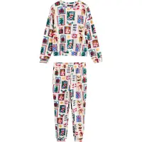 Next Pyjamas 'Matching Family Christmas' ecru / blå / grøn / mørkerød