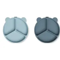 Liewood Stacy delt børnetallerken 2-pak Sea blue-Whale blue