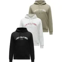 Jack & Jones Sweatshirt 'JJAVERY' khaki / kirsebærsrød / sort / hvid-meleret