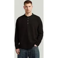 G-Star Waffle Henley Relaxed T-Shirt - Black - Men