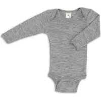 Engel Body - L/Æ - Uld/Silke - Gråmeleret - - 74/80 - Body L/Æ
