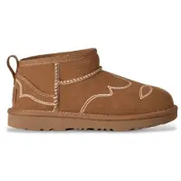 Ugg UGGunisex til børn. 1184371K Klassiske Ultra Mini Western støvler i brun skind (32.5), Fast, Ruskind, Ingen, Casual, børnetøj
