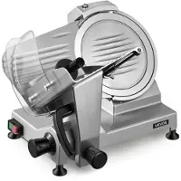 Vevor Kommerciel Kødskæremaskine, 240W Elektrisk Deli-Food Slicer med 250 mm Kulstofstålblad, Indbygget Slibemaskine &amp; 0-12 mm Justerbar Tykkelse til Frossent Kød, Skinke, Baguet, Bøf