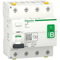 Schneider Electric Acti9 rccb hpfi afbryder 4p 40a 30ma klasse b-si ac/dc til installationer med 3faset frekvensomformer og inverter med dc strømme