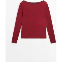 Massimo Dutti - Female - Finstrikket Trøje I Uldblanding Med Striber - Rød - Xl