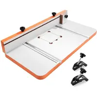 Vevor søjleborebord, 605 x 300 mm, arbejdsbord med justerbart hegn og stopklods, yderst kompatible T-spor, MDF-bordplade, indbygget skala, understøtter flere klemmer og skruestikker, til søjlebore