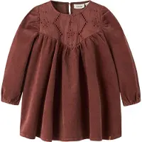 Lil´ Atelier Kjole - Corduroy - NmfOnellas - Mahogany - - 3 år (98) - Kjole